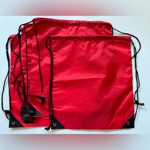 Red Drawstring Backpack 5 Pieces Party Gym Sport Trip Adult Unisex NEW
